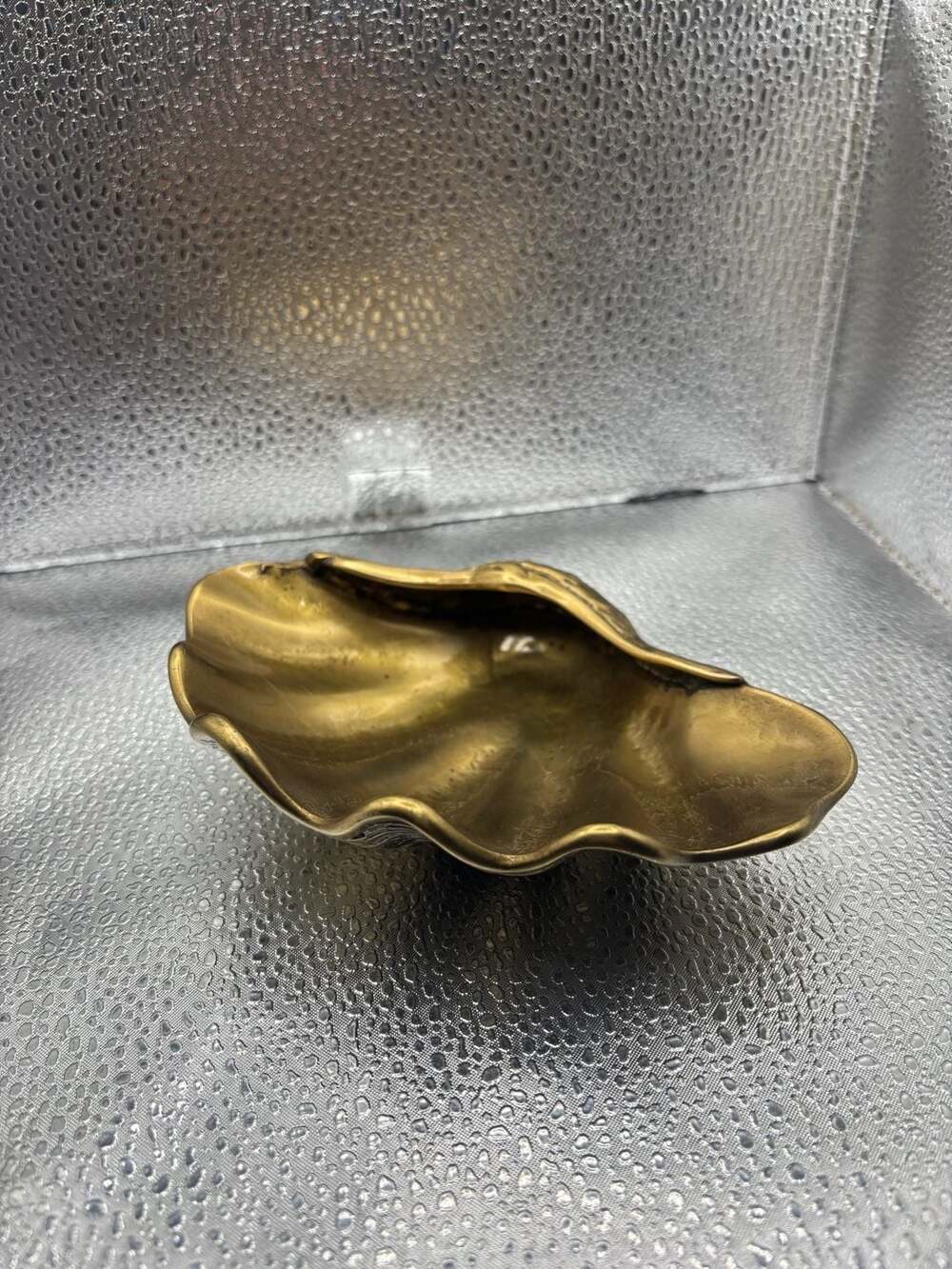 Vintage Solid Brass Clam Shell Catchall Dish Trinket Bowl